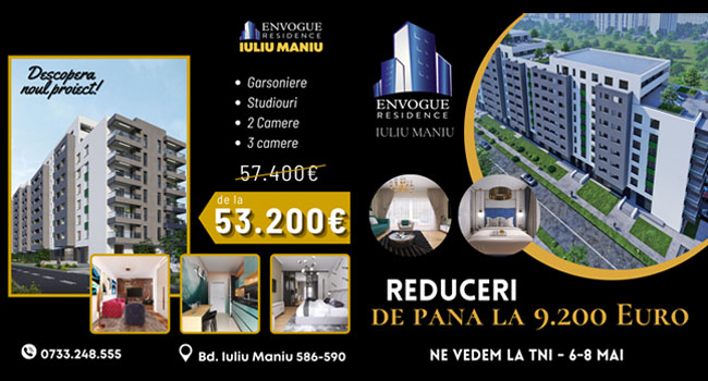 Reduceri la TNI de 9.000 de euro la apartamentele din EnVogue Residence Iuliu Maniu!