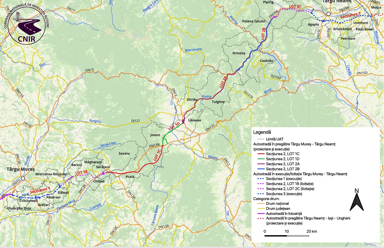 Autostrada Targu Mures – Targu Neamt: Un sfert din traseu este in proiectare