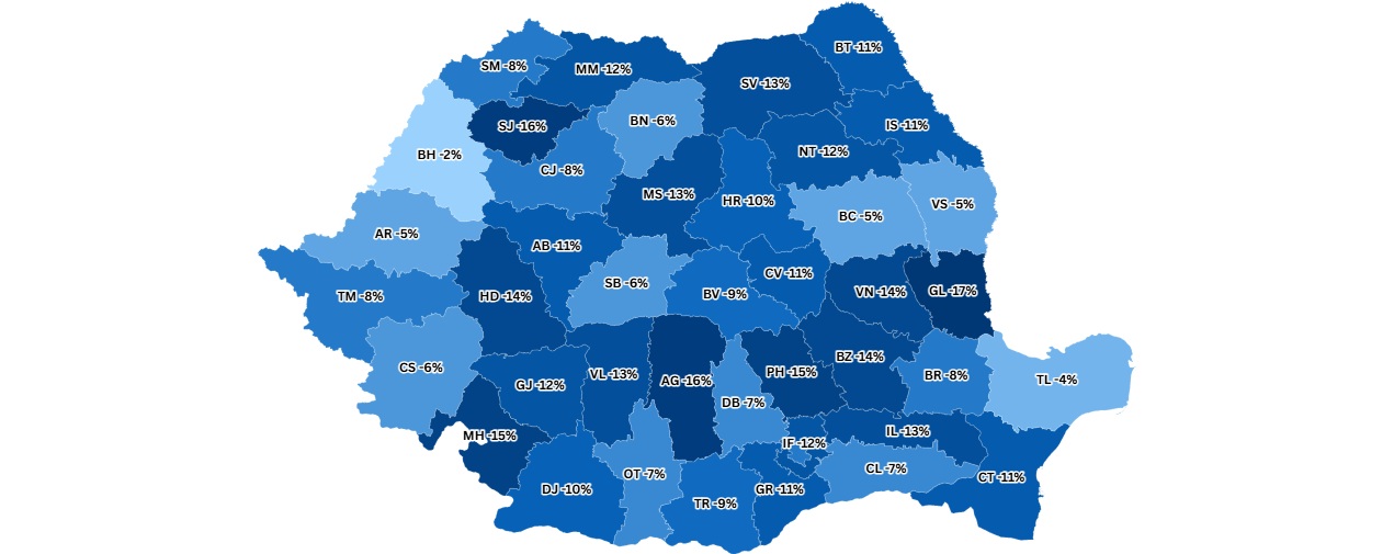 Reducerea posturilor ocupate din administratia locala: minim la Bihor si maxim la Galati