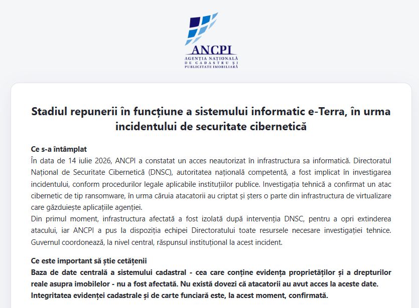 Blocajul informatic de la ANCPI a amânat tranzacții rezidențiale de peste un miliard de euro, estimează brokerii